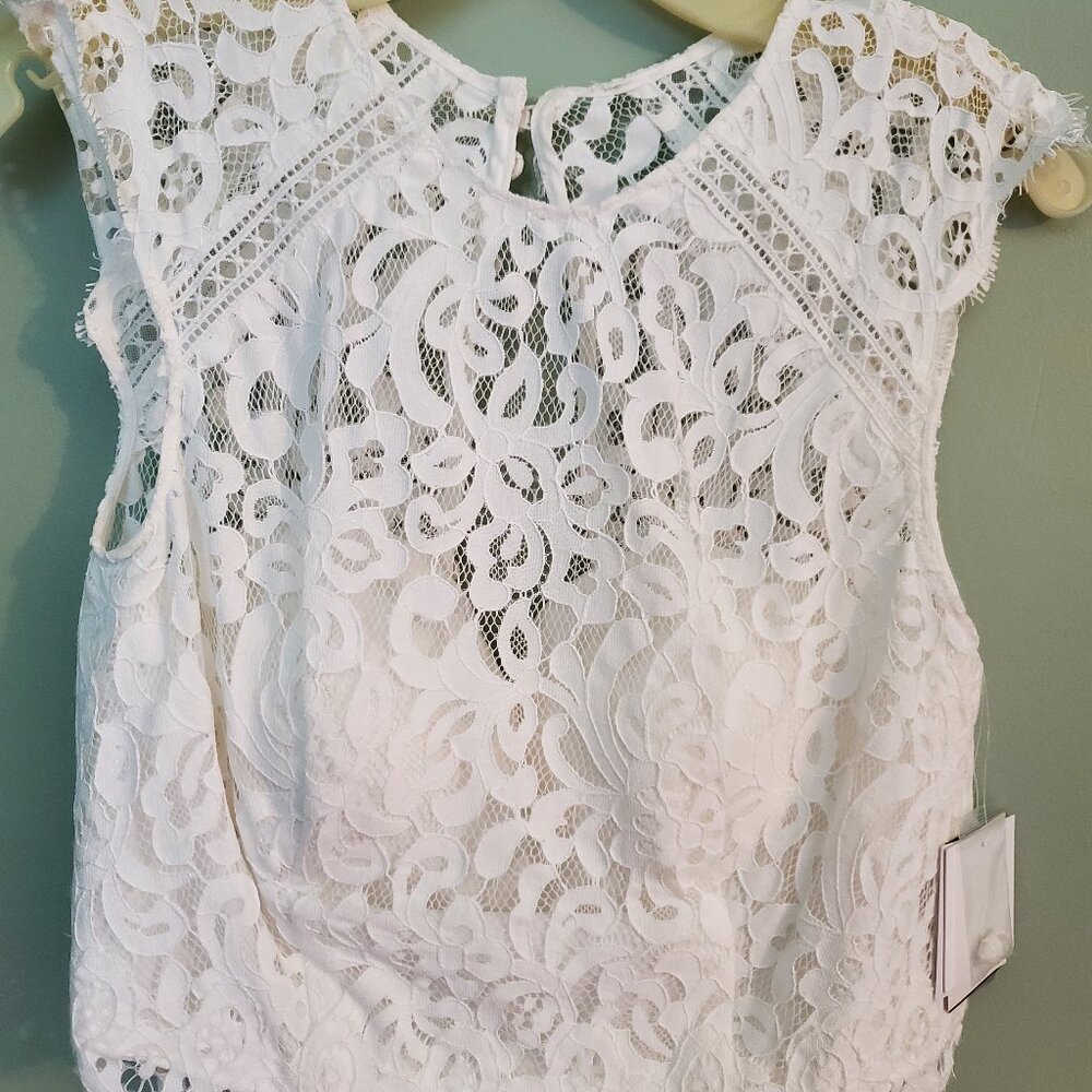 David's Bridal White Lace Top - Picture 2 of 7